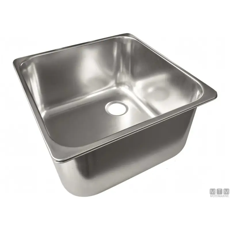 Professionale Lavello Quadrato Nautico in Acciaio Inox 18/8 Spazzolato