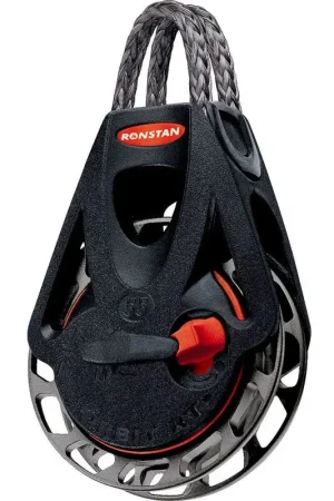 Ronstan Serie 55 RT Orbit Block™ - Bozzello singolo Ratchet automatico/manuale, ø 55mm, max scotta 6-10mm, carico di lavoro 250 kg, carico di rottura 900 kg, peso 78g - Innovativo bozzello per regate velistiche Offerta