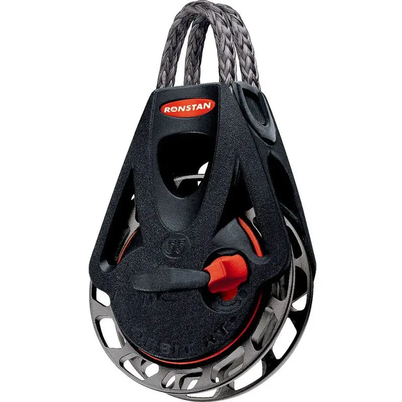Ronstan Serie 55 RT Orbit Block™ - Bozzello singolo Ratchet automatico/manuale, ø 55mm, max scotta 6-10mm, carico di lavoro 250 kg, carico di rottura 900 kg, peso 78g - Innovativo bozzello per regate velistiche Offerta