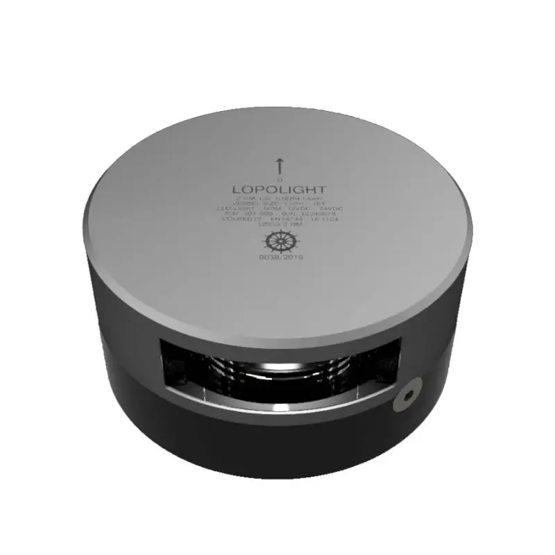 Luce di poppa orizzontale rotonda Lopolight 135° bianca - LED ad alta luminosità, consumo ridotto, durata 50.000 ore, impermeabile IP68+, per imbarcazioni fino a 50 m. Ultime Pezzi
