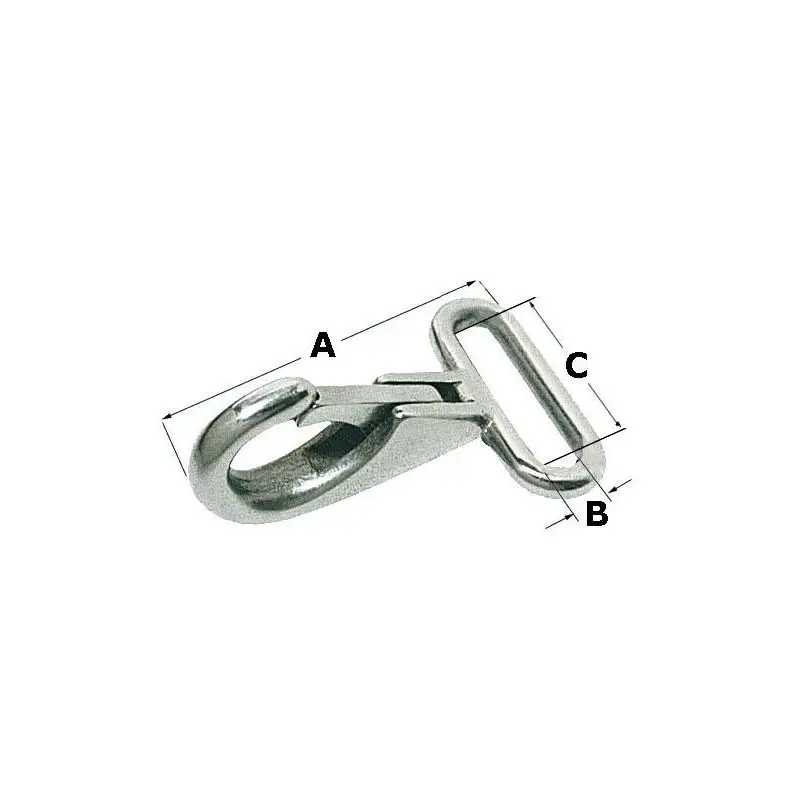 Moschettone Osculati in Acciaio Inox AISI 316 per Nastro 48x25 mm - Ideale per Tiranti Tensionatori Tendalini Prezzo Ridotto