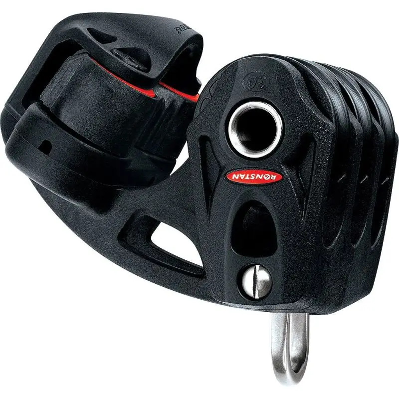 Must-Have Bozzello Triplo con Strozzatore Ronstan Series 30 BB Orbit Block™ - 30mm, 550kg Carico di Lavoro, Ultra Leggero e Resistente per Nautica e Vela