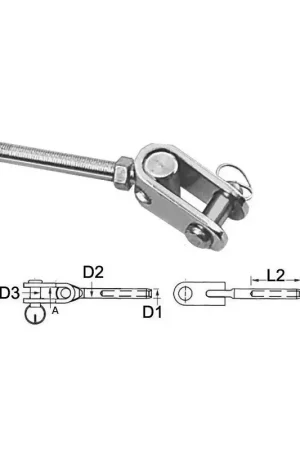 Terminazione Inox Forc. Snod. Ø 6mm per Sartie e Stralli - Ideale per Applicazioni Nautiche e Realizzazioni di Cavi in Acciaio Vendita Finale