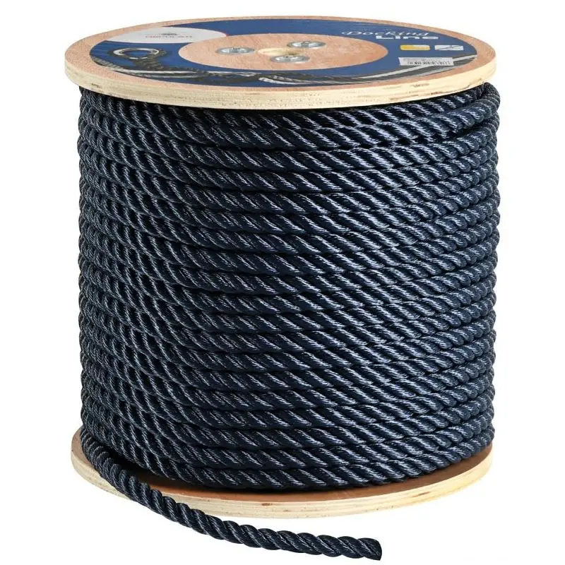 Quantità Limitata Cima Blu 3 Legnoli 14 mm a Doppia Torsione Gherlino - Bobina per Vela e Nautica - Non Galleggiante