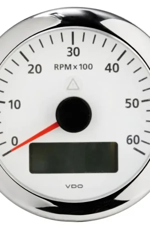Quantità Limitata Contagiri VDO Marine 6000 RPM Bianco - Strumento Nautico Impermeabile con Retroilluminazione LED e Opzioni di Personalizzazione