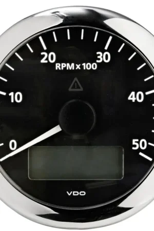 Offerta Speciale Contagiri VDO Marine 5000 RPM Nero con Carcassa Impermeabile IP67 - Quadrante Retroilluminato a LED 52 mm con Opzioni di Montaggio e Funzioni Supplementari
