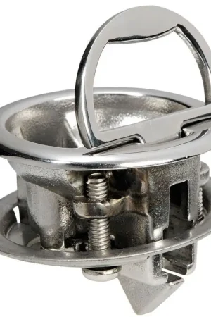 A Buon Prezzo Alzapagliolo Piccolo con Chiave in Acciaio Inox AISI 316 Lucidato a Specchio - Chiusura a Scatto e Maniglia Rientrante a Molla per Nautica e Vela