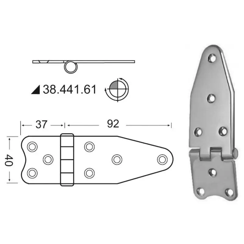 Cerniera Nodo Rovesciato Osculati 129x40 mm in Acciaio Inox Lucidato a Specchio con Smorzamento Vibrazioni Pagamento Sicuro