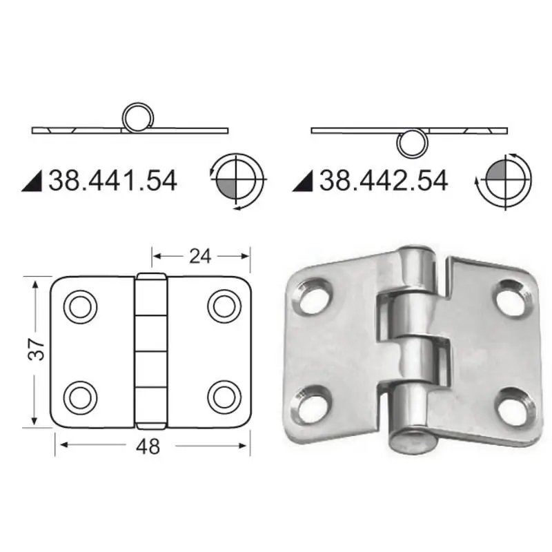 Scelto Dai Clienti Cerniera Nodo Sporgente 48x37 mm in Acciaio Inox Lucidato a Specchio con Smorzamento delle Vibrazioni - Osculati