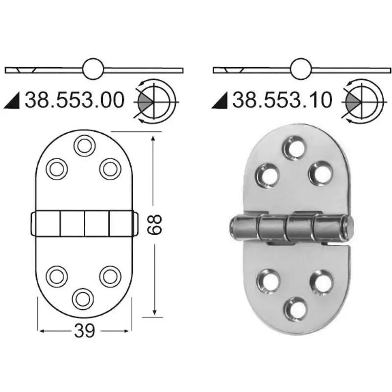 Ultimissimo Modello Cerniera in Acciaio Inox Lucidato a Specchio con Smorzamento delle Vibrazioni per Barche - Osculati Cerniera per Nautica