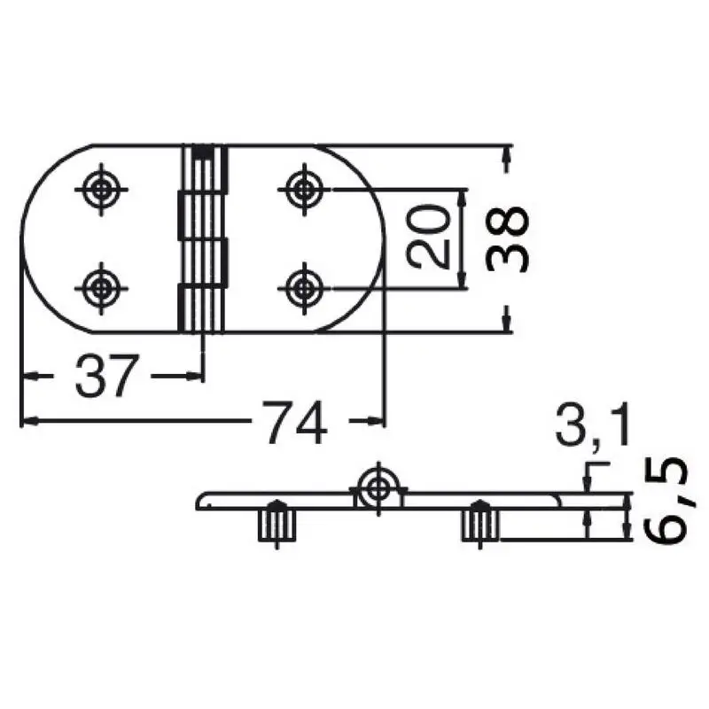 Ultimissimo Modello Cerniera in acciaio inox AISI 316 lucidato a specchio con movimento SOFT e fissaggio inferiore per barche e nautica.