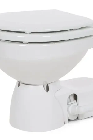 WC Elettrico Jabsco Quiet Flush E2 Regular con Scarico ad Acqua di Mare, Compatto, Ceramica Bianca, Pompa Autoadescante Inclusa Spedizione Espresso