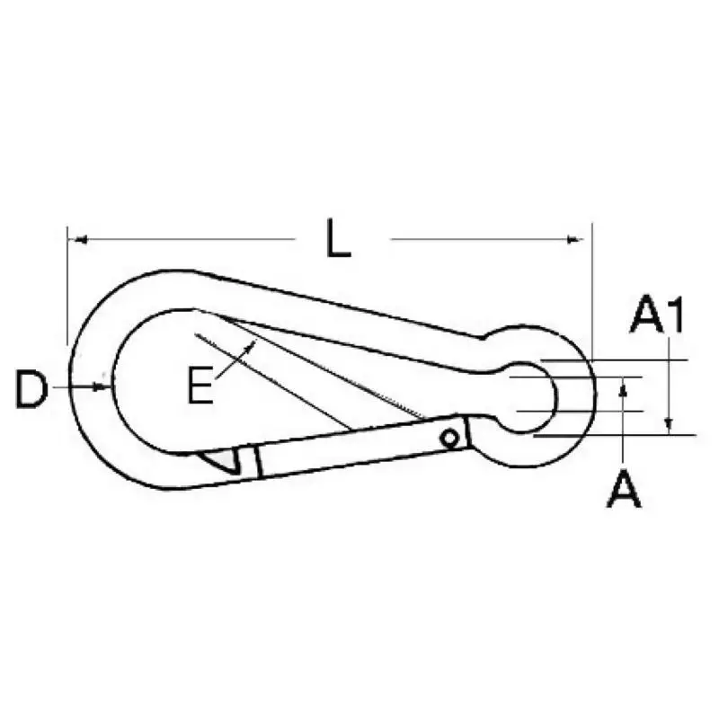 Moschettone inox 4 mm con molla in acciaio, disponibile in versioni senza occhio o con anello a redancia. Ideale per attrezzature nautiche e uso marittimo. Prezzo Ridotto