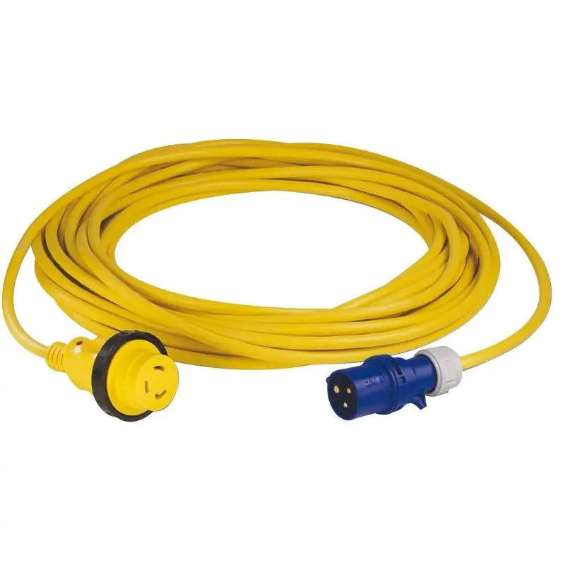 Cavo Marinco 16A 230V 15m con spina europea, connettori IEC 60309 e NEMA illuminato, anti-uso e alta visibilità. Bestseller