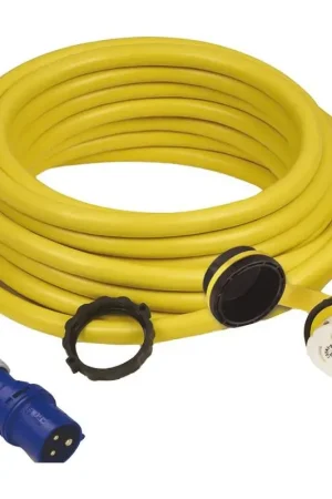 Promozione Esclusiva Cavo da banchina con bloccaggio Marinco - IEC 60309 e spinotto NEMA illuminato, guaina anti-usura gialla alta visibilità, LED indicatore di tensione, tappo stagno.