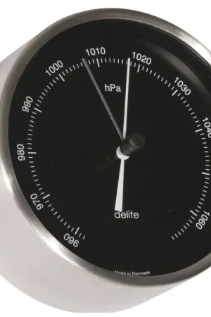 Barometro Vion in acciaio inox satinato con fissaggio a parete incluso, ideale per l'uso nautico e marittimo. Occasione