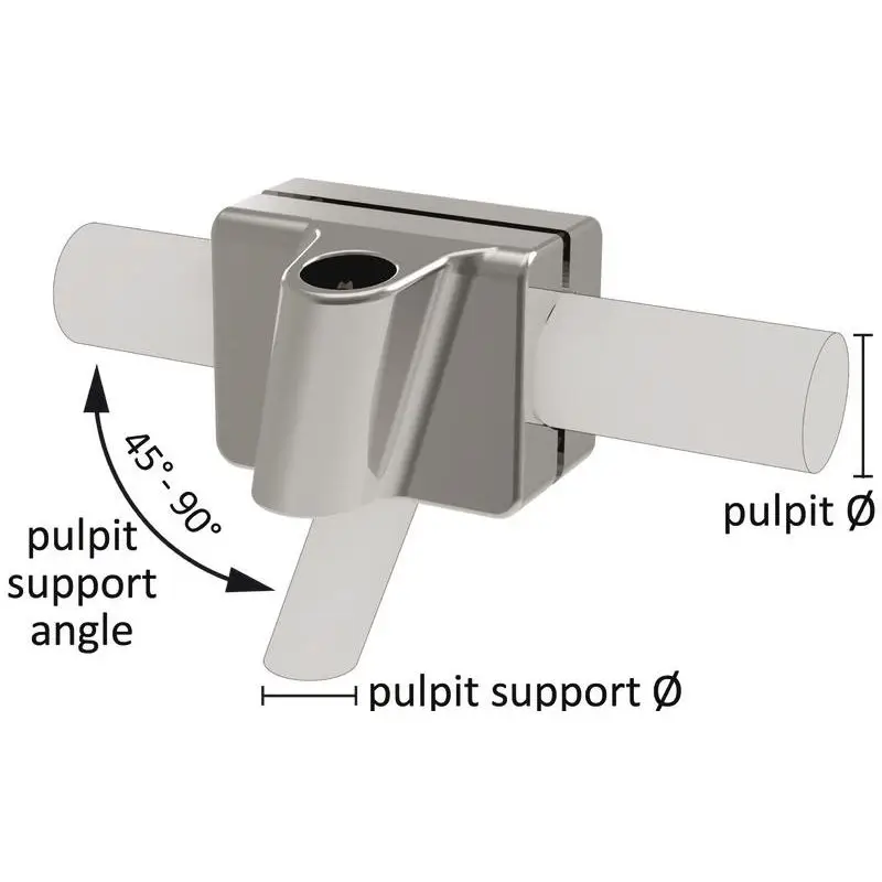 Basi DX-SX in acciaio inox per fissaggio pulpito diametro 22-26 mm o 30-34 mm, sistema Mickey, angolo di giunzione 90°-45°, inclinazione 15° verso prua/poppa. Economico