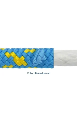 Spezzone 6,30 metri Doppia treccia in DYNEEMA DSK75 Ø10mm azzurra spie gialle Ultima Occasione