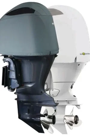 Coprimotore Ventilato Bianco per Yamaha 4 CYL 1.8L F115B F130A 2015, impermeabile, traspirante e UV resistente, perfetto per lo storage all'aperto, in tessuto ATLAS 340 g/m2. Promozione Esclusiva