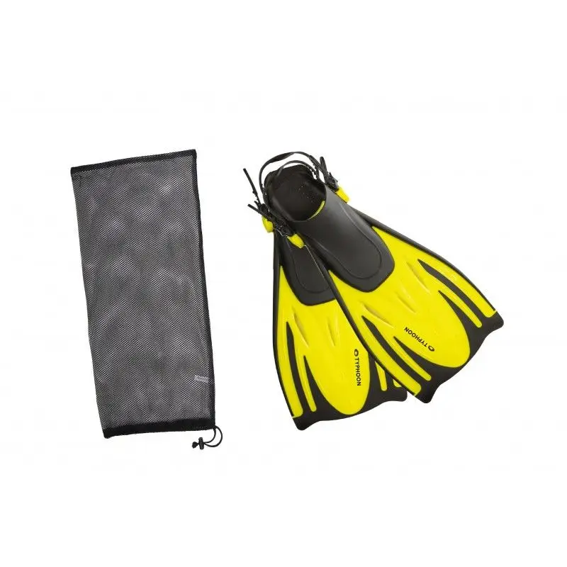 Pinne T-Jet Bambino Gialle S-M - Pinne a strappo con tallone regolabile, leggere e ideali per piscina e snorkeling, incluse borsa a rete per attrezzatura. Direttamente Dal Produttore