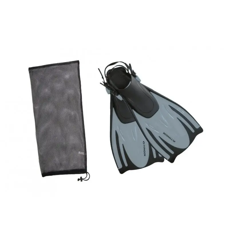 Pinne T-Jet Argento - Pinne a strappo con tallone regolabile per snorkeling e piscina, leggere e pratiche, complete di borsa a rete per il trasporto. Prezzo Basso