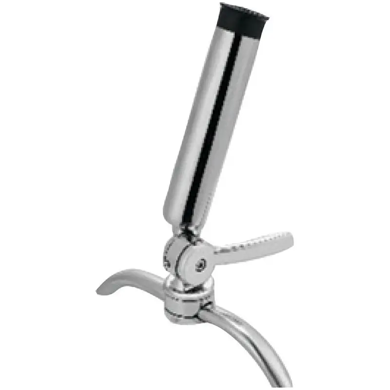 Portacanne orientabile in acciaio inox 316 con design a doppio cricchetto per fissaggio su tubi, regolazione orizzontale 360° e verticale 144°, montaggio semplice. Offerta Del Giorno