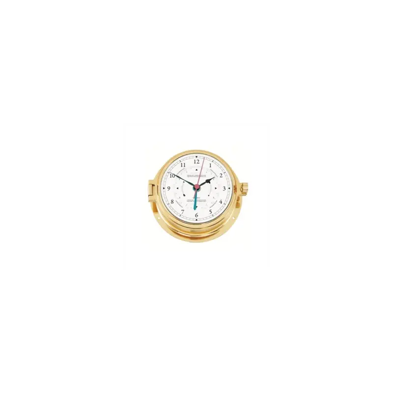 Quantità Limitata Orologio Maree Foresti e Suardi in Ottone Lucido, Cassa Fissa, Misure 120x69x160mm, Pile Non Incluse. Ideale per la Nautica e la Vela.