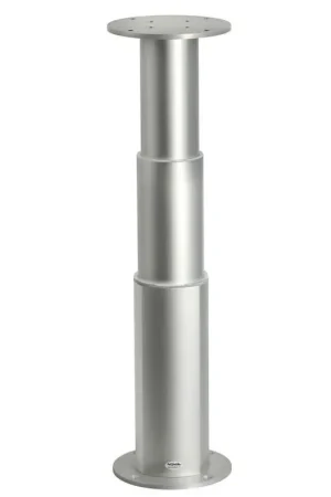 Gamba tavolo tri-telescopica rotonda 24V in alluminio anodizzato per uso interno ed esterno, compatibile con interruttore 48.749.01, personalizzabile per altezze diverse. Nuova Collezione