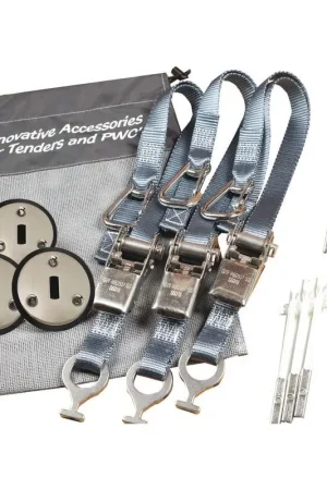 Nuova Collezione Cinghie di fissaggio con cricchetto e aggancio rapido recessato RAPID MARINE - Kit di 3 con terminale a “T” per pad-eye nautici