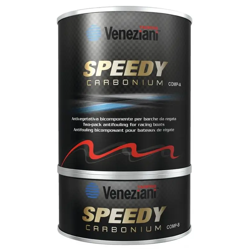 Popolare Antivegetativa al carbonio grigio chiaro 2,5 l per scafi da competizione Nautica e Vela, bicomponente, carena liscia per massima performance.
