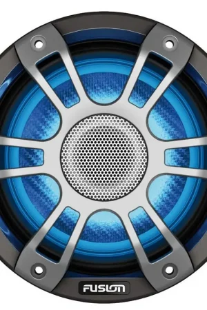 Altoparlanti Fusion 7.7” 280W con griglia sport grigia e illuminazione CRGBW per nautica e sport acquatici, ottimizzati per audio di alta qualità. Venduti a coppia. Prezzo Di Fabbrica