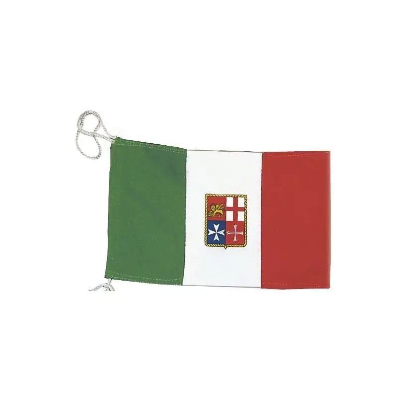 Nuovo Arrivo Bandiera Italiana in Stamina di Poliestere Pesante con Stemma della Marina Mercantile - Alta Qualità e Colori Intensi per Barche e Nautica