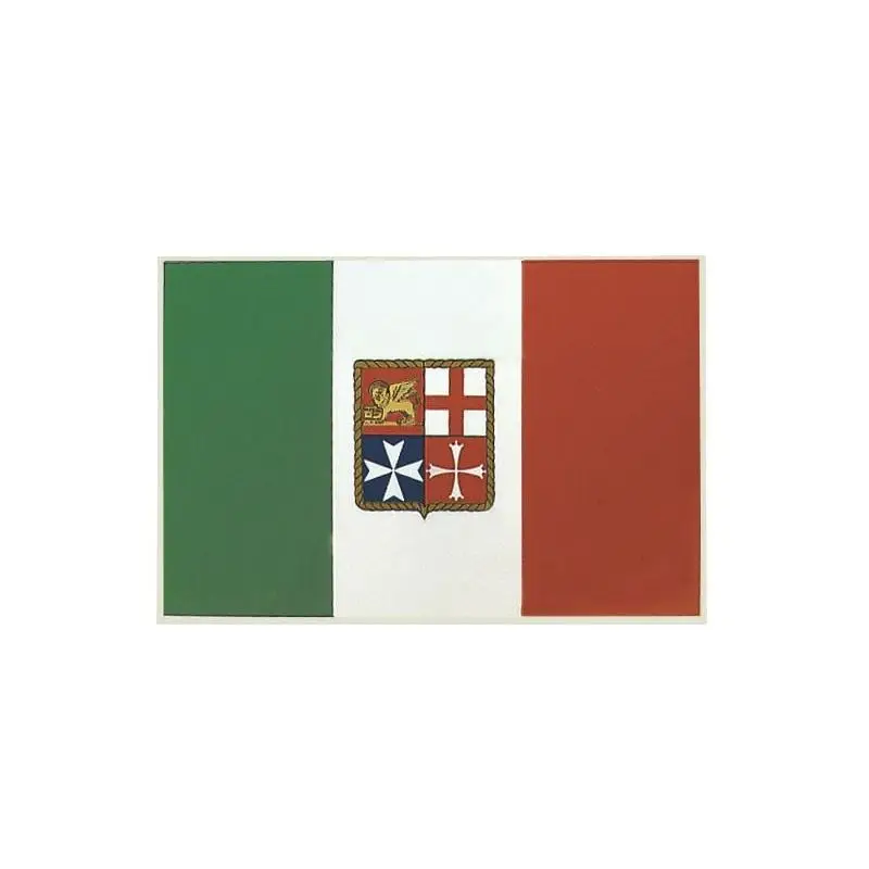 Bestseller Bandiera autoadesiva Italiana con stemma della Marina Mercantile - Modello in crystal lucidato, resistente agli agenti atmosferici