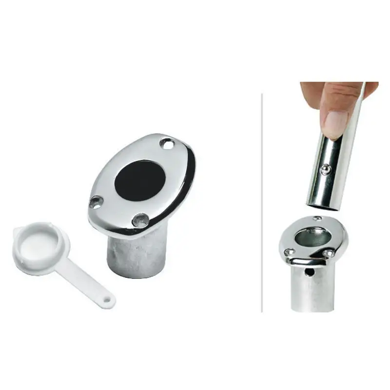 Base a filo ad incasso per aste portabandiera in acciaio inox AISI 316 lucidato a specchio con sistema di bloccaggio a scatto - Osculati Offerta