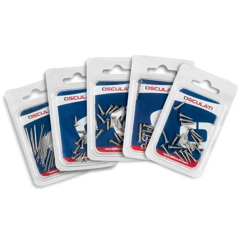 Solo Oggi Set Viteria in Blister per Nautica - AISI 316 - Autofilettante Testa Cilindrica DIN 7981, Testa Goccia DIN 7983, Viti a Legno Fastar DIN 7505A, Dadi Auto-bloccanti DIN 982 - 3 Pezzi