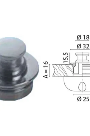 Pomello con ghiera in ottone cromato per scrocchetto 38.180.01/02 - Accessori Nautici di Qualità Ultimissimo Modello