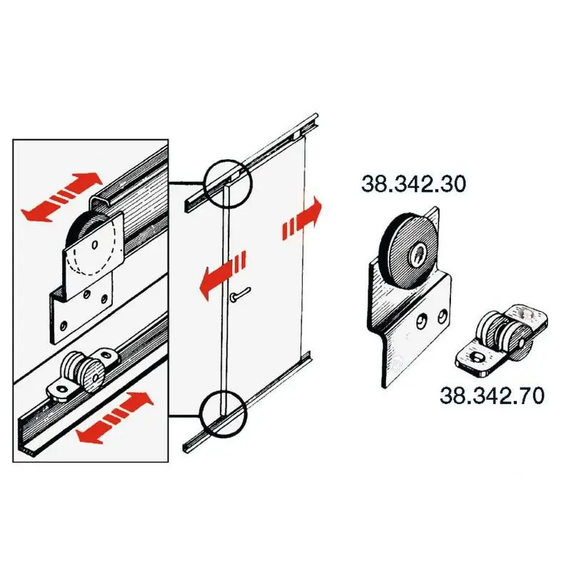 Rotaia e carrello in acciaio inox per porte scorrevoli Osculati - Carrello coulisse 38x15 Reso Gratuito