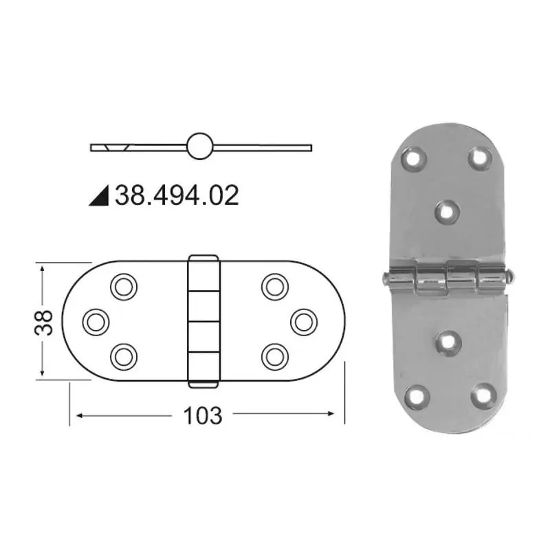 Quantità Limitata Cerniera in Acciaio Inox Lucidata a Specchio 2 mm con Smorzamento delle Vibrazioni per Barche - Osculati