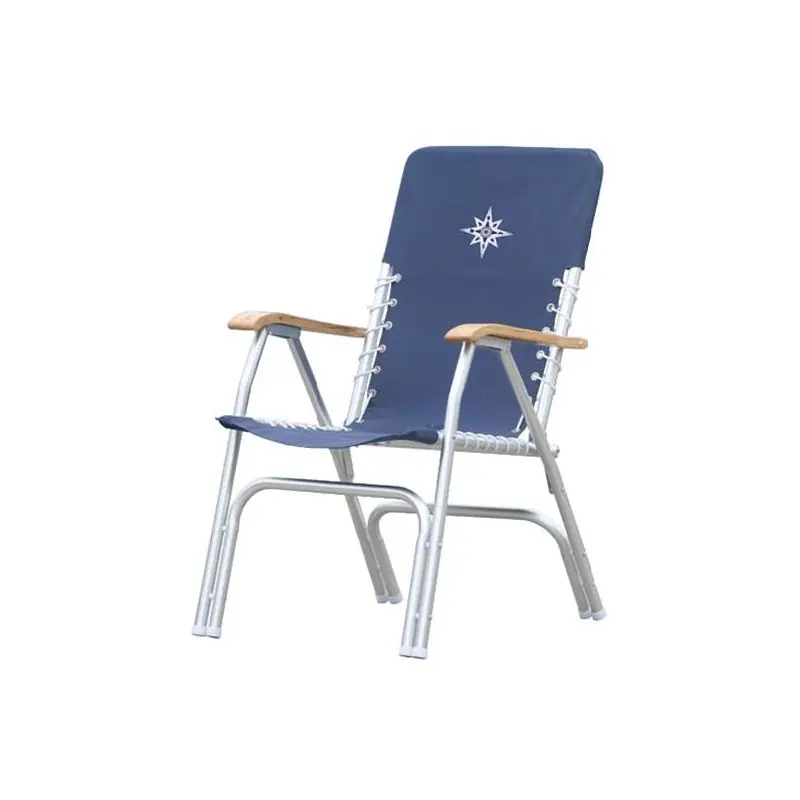 Sedia Pieghevole in Alluminio Anodizzato con Seduta in Poliestere 600D e Braccioli in Legno Verniciato - Struttura Leggera e Resistente per la Nautica e il Tempo Libero Spedizione Espresso