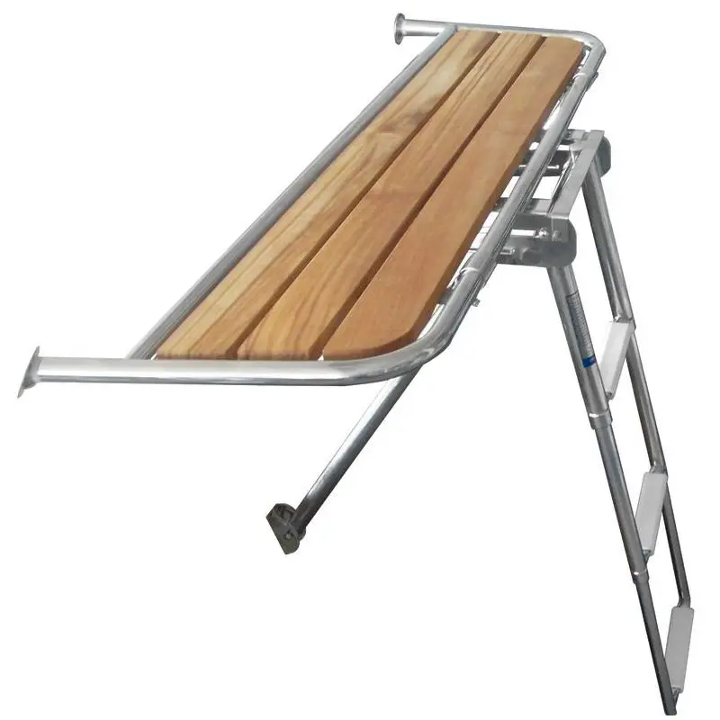 Subito Disponibile Plancetta di Poppa in Acciaio Inox AISI 316 e Legno Iroko per Barche a Vela e Motorsailer con Giunti di Fissaggio Regolabili