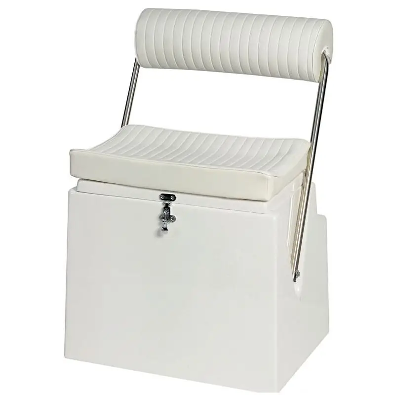 Prezzo Ridotto Sedile di Guida per Scafi Aperti con Schienale Ribaltabile in Vetroresina Bianca - Pratico e Versatile con Cuscinatura in Similpelle Bianca e Ferramenta in Acciaio Inox