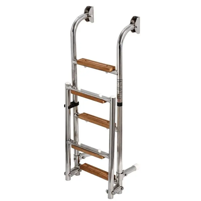 Miglior Prezzo Scaletta Pieghevole Osculati in Acciaio Inox Lucidata a Specchio con Gradini in Iroko - Elegante e Pratica per Barche e Nautica