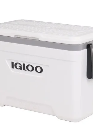 Ghiacciaia IGLOO rigida 100 litri, isolamento termico UV resistente, maniglie per trasporto, ideale per alimenti e pescato, struttura robusta utilizzabile come sedile. Nuova Collezione