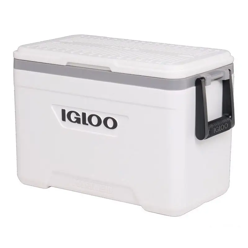 Ghiacciaia IGLOO rigida 100 litri, isolamento termico UV resistente, maniglie per trasporto, ideale per alimenti e pescato, struttura robusta utilizzabile come sedile. Nuova Collezione