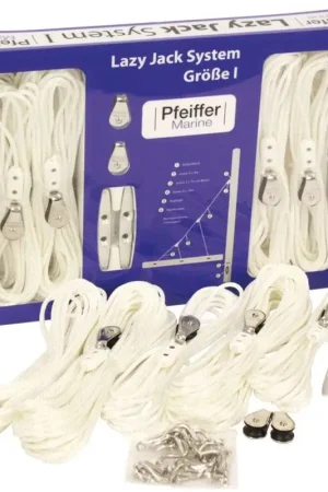 Kit Lazy Jack Pfeiffer per Randa - Completo con Cime in Nylon, 6 Bozzelli, Rinvii e 2 Bitte a Strozza in Alluminio Consegna Rapida