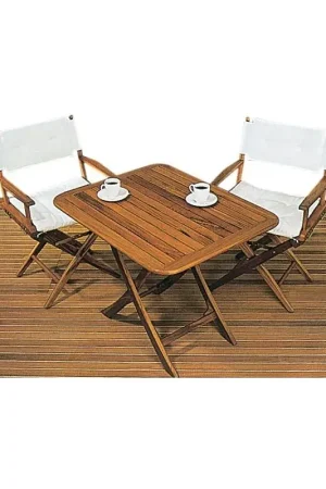 Tavolo Pieghevole Regolabile in Altezza in Vero Teak per Nautica e Barche - Modello ARC Non Perdere