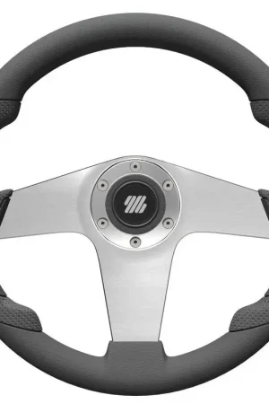 Volante Uflex Pianosa Nero 350mm con Razze Argento - Corona in Poliuretano per Barche e Nautica Nuova Collezione