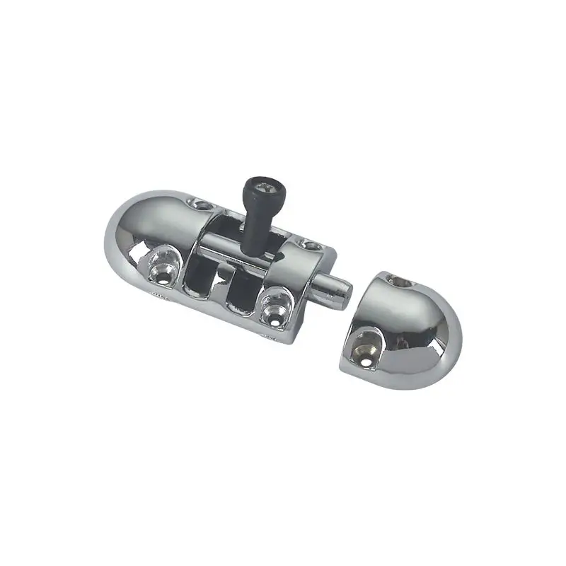 Promozione Fermaporta in Ottone Argento Cromato con Maniglia ed Inserto in Nylon Nero - Foresti e Suardi - Ideale per nautica e barche