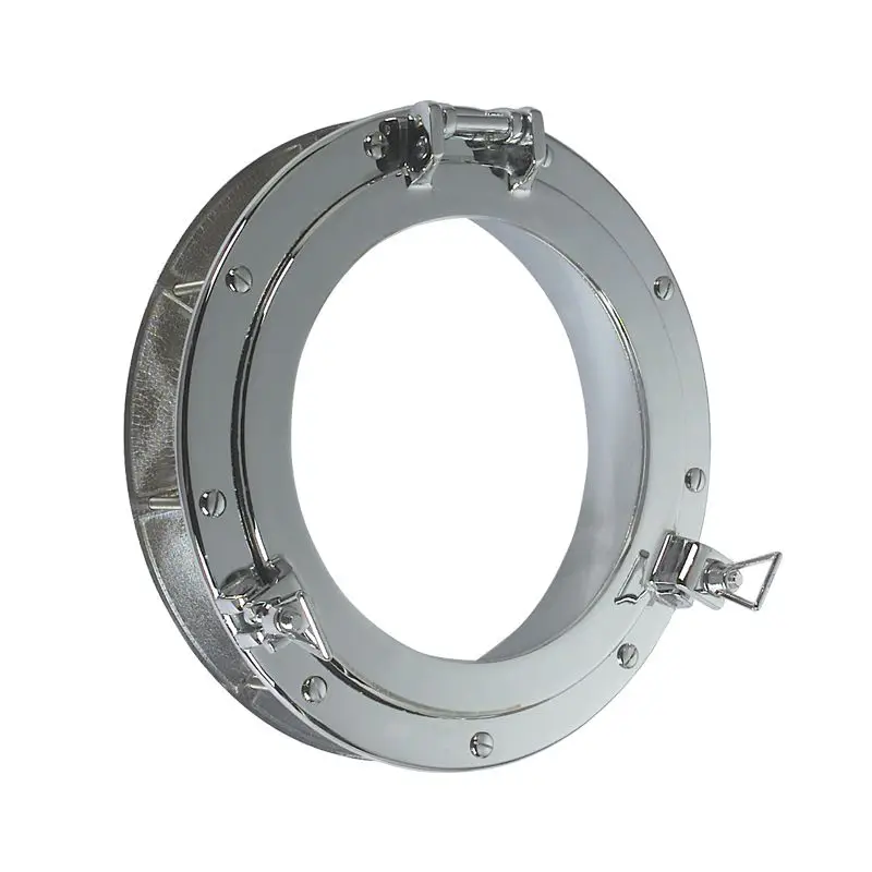 Economico Oblò in Ottone Argento Cromato Ø 195 mm - Foresti e Suardi - Nautica e Barche con Opzione Cristallo per Arredamento
