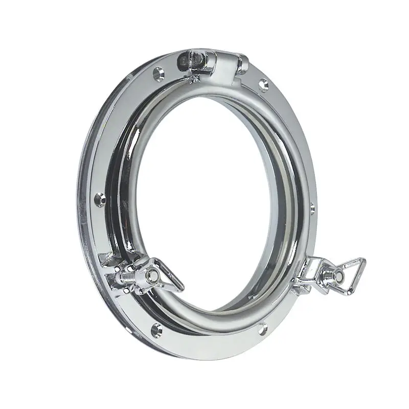 Oblò in Ottone Argento Cromato Foresti e Suardi Ø 125 mm - 12 mm Spessore per Barche e Nautica, Disponibile con Cristallo per Arredamento Promozione